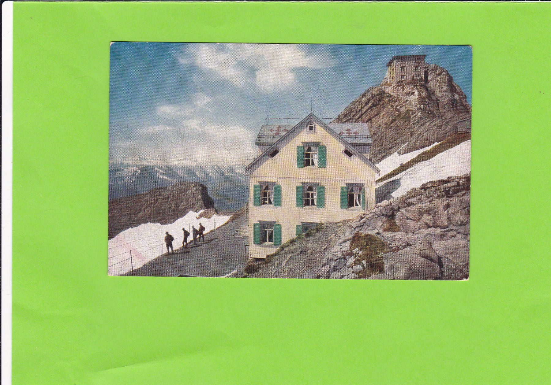 Cartoline postali: Säntis. Gasthaus und Observatorium--belebt – Usato da St. Peterzell venduto da neckertal