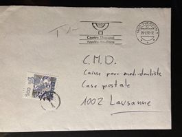 Schweiz 1992 unfrankierter Brief Nachporto 1 Fr. Yverdon