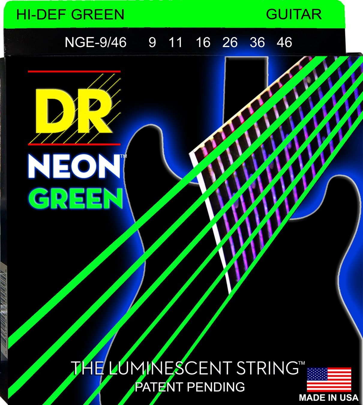Strumenti musicali: DR Electric Guitar Strings, NEON Green 09-46 – Nuovo e nell'imballaggio originale da Zofingen venduto da Rodeln