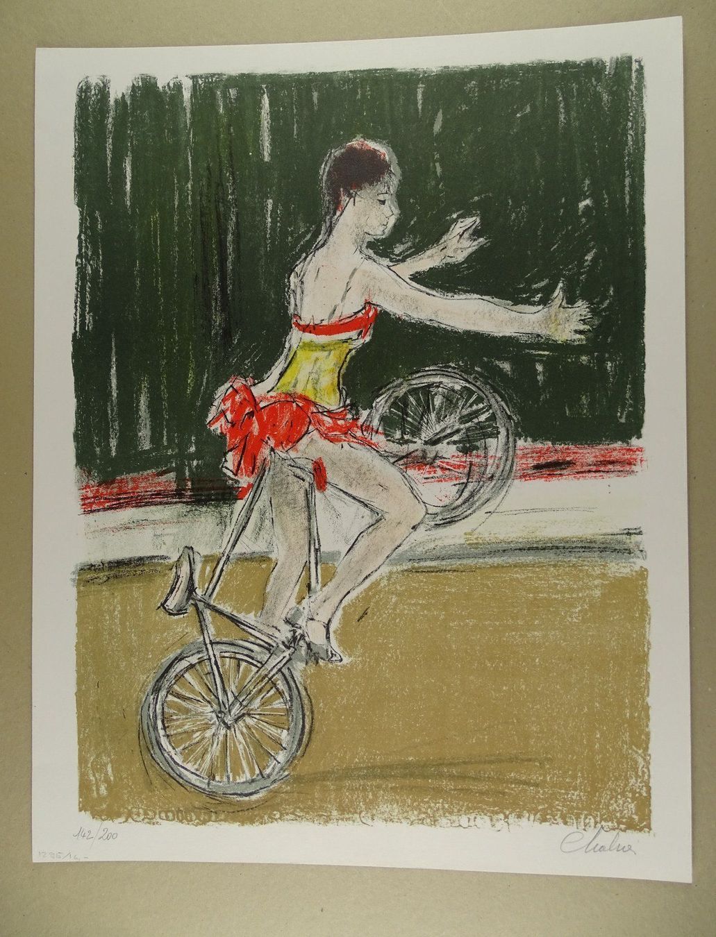 Grafica & Litografie: NATHALIE CHABRIER: KUNSTRADFAHRERIN – Usato da Grüningen venduto da Kartensammler