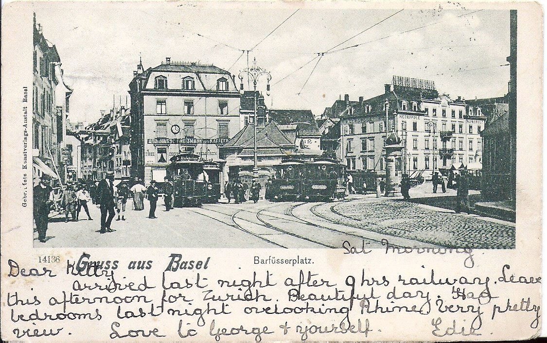 Cartoline postali: BASEL, barfüsserplatz mit tramway – Usato da Les Verrières venduto da Scampi0