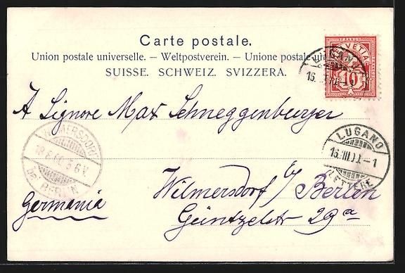 Cartoline postali: Lugano, Debarcadero all' Hotel du Parc – Usato da Berlin venduto da bartko-reher 1