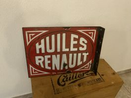 Emailleschild Huiles Renault rot weiss gebraucht