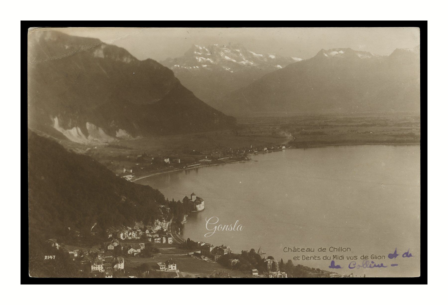 Cartoline postali: CHÂTEAU DE CHILLION - 1923 "Vus de Glion" – Usato da Onex venduto da gonsla01
