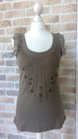 Top débardeur à froufrous & clous SPOT, taille M/L, NEUF