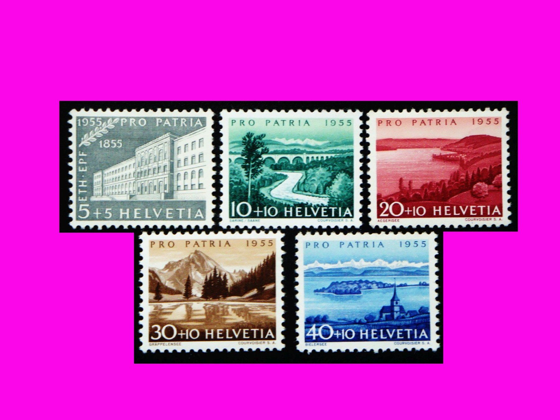 Tutti i francobolli: 1955 : TOP    E T H , Seen, Wasserläufe postfrisch  SBK 13 – Nuovo e nell'imballaggio originale da Thun venduto da ck387