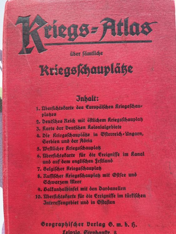 1. Weltkrieg Kriegs Atlas Kriegs Karten Frontverlauf antik | Kaufen auf ...