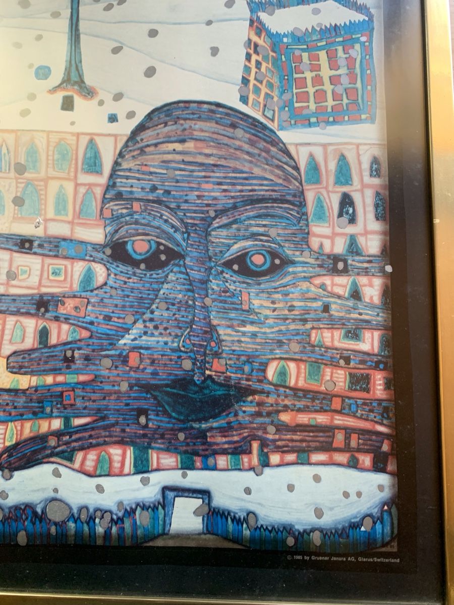 Foto & Immagini: Hundertwasser-Bild, Kunstdruck, Winterbild 1966, Goldrahmen – Usato da Dussnang venduto da pml253 3