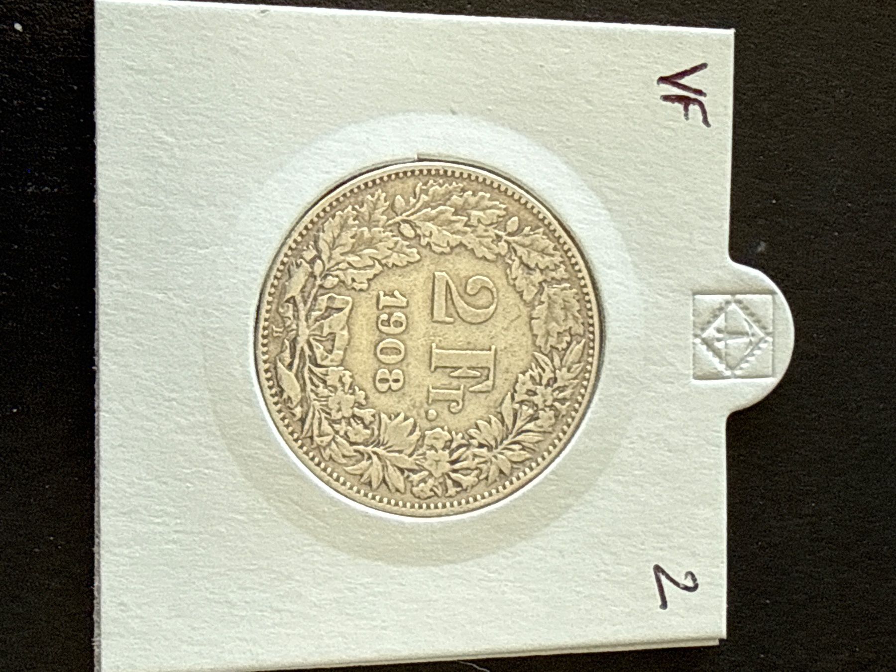 Alle Münzen: Suisse - 2 francs - 1908 - Silver Coin – Gebraucht aus Pully von ta571