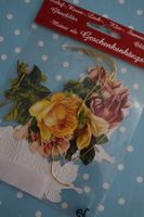 5 Geschenkanhänger Oblaten Nostalgie Rosen Motiv NEU + OVP