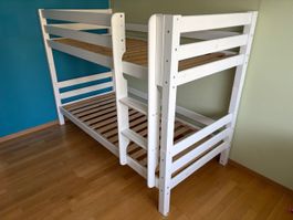 Etagenbett Echtholz weiss inkl. 2 IKEA-Matratzen
