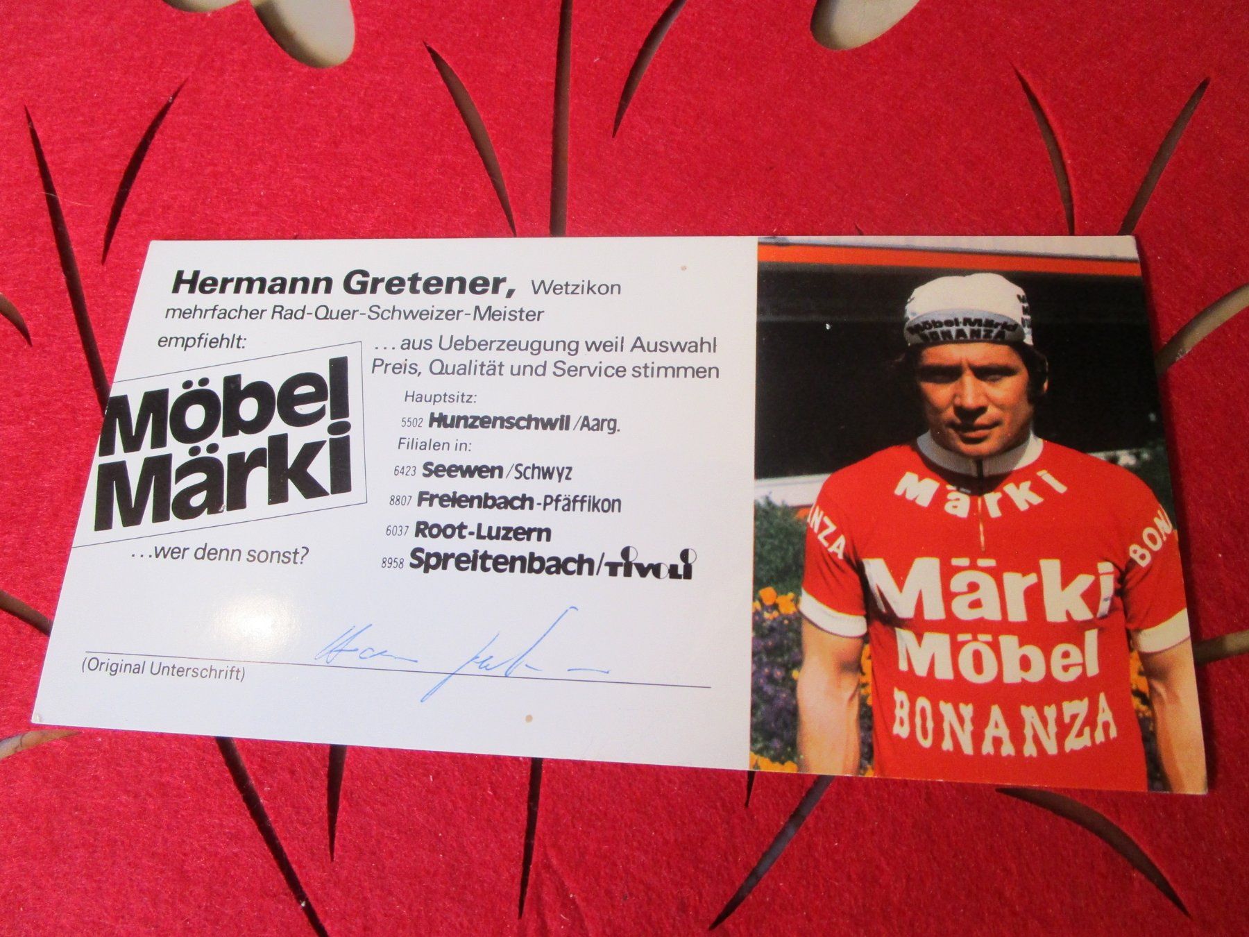 Autografi: HERRMANN GRETENER CH RAD QUERVELOFAHRER AUTOGRAMM ANTIK – Usato da GUTENSWIL venduto da Alpina6