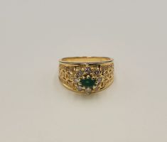 18 Karat 750 Gold Ring Mit Diamanten und Smaragd