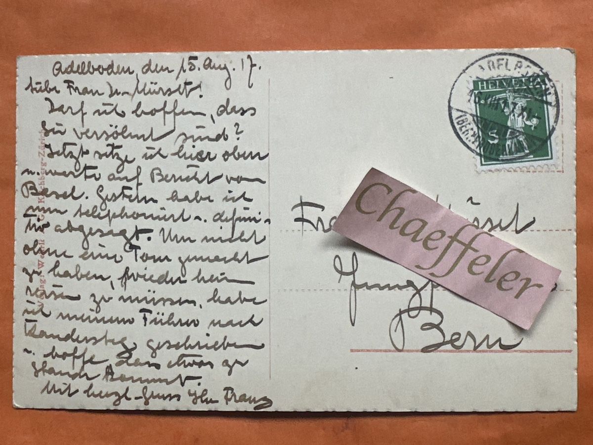 Ansichtskarten: 1917 3236 Adelboden, Die Kirche – Gebraucht aus Zürich von Chaeffeler 1