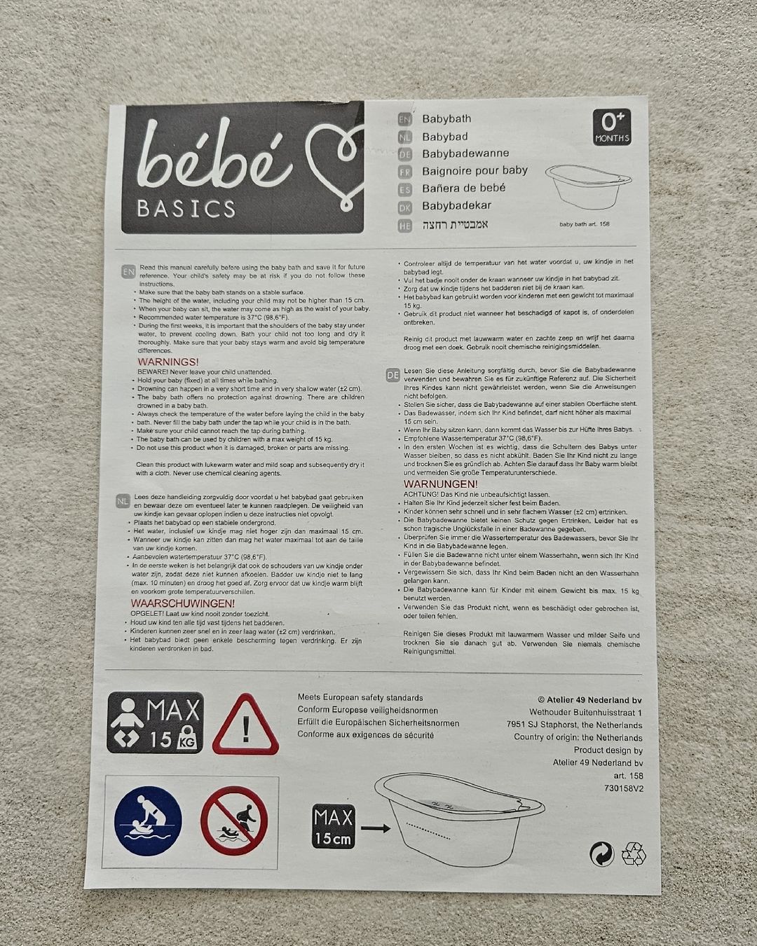 Vasche da bagno: Babybadewanne - weiss - bébé BASICS – Usato da Brütten venduto da Land_Buesi 3
