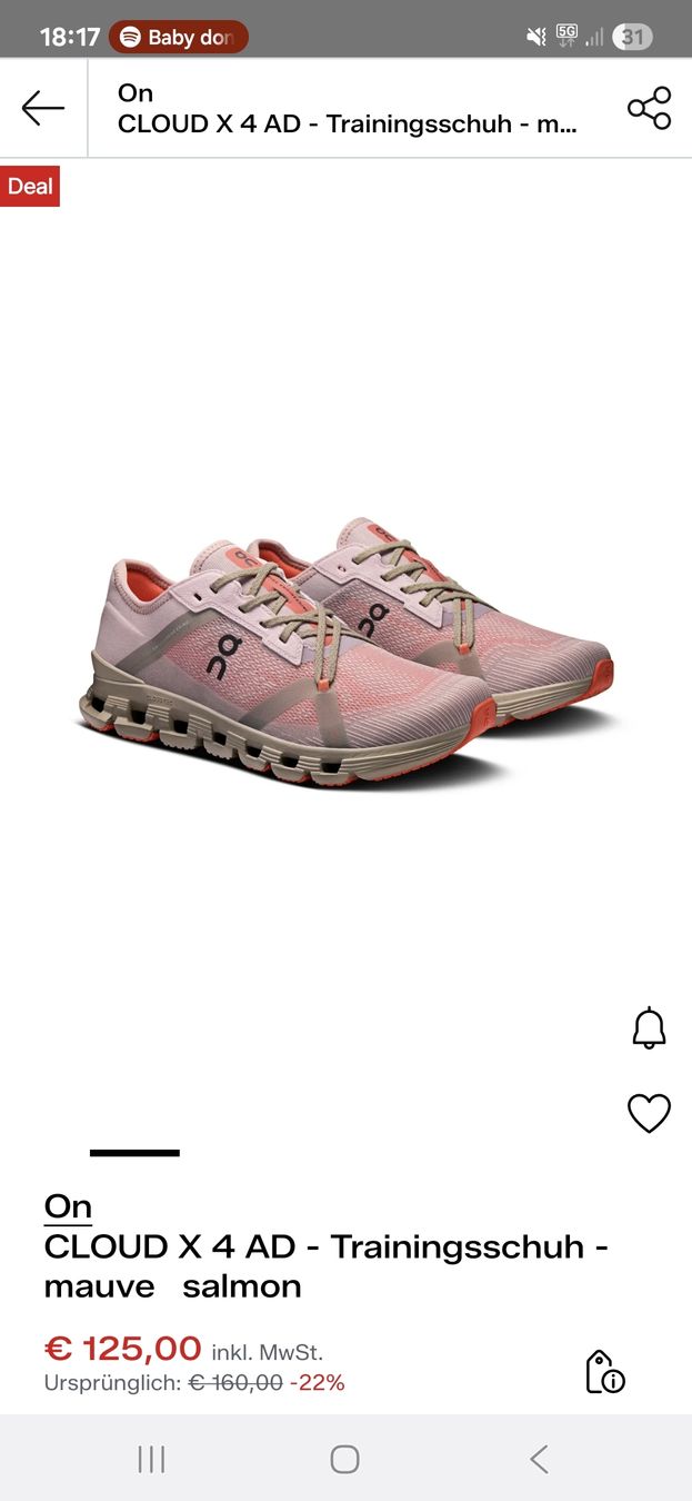 On Chaussures femmes: On Cloud X 4 AD Mauve Salmon – D'occasion à Diegten par Fashion017