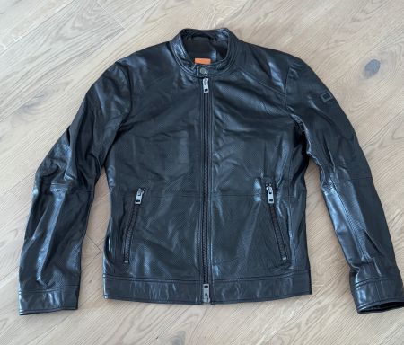 Hugo Boss Lederjacke Schwarz Gr 48