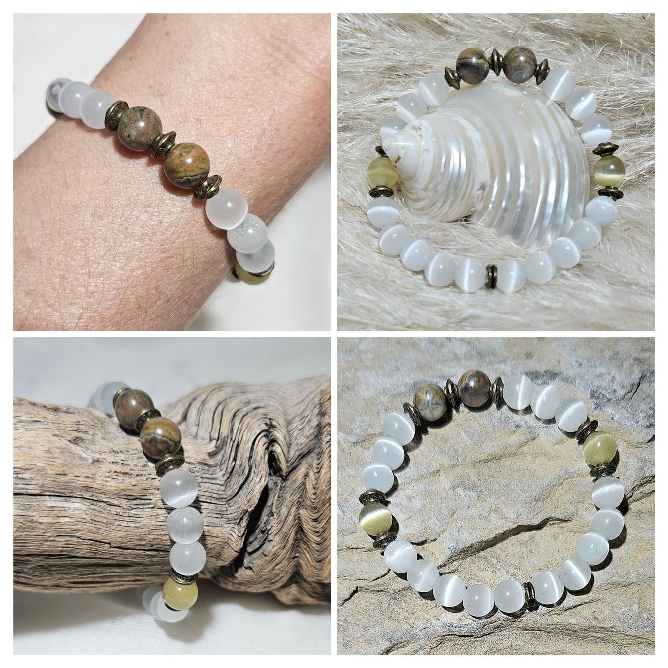 Bracciali & Braccialetti: weisse CatEye Charme Armk. - Spendenaktion – Nuovo (secondo la descrizione) da Unterkulm venduto da Nachtigall