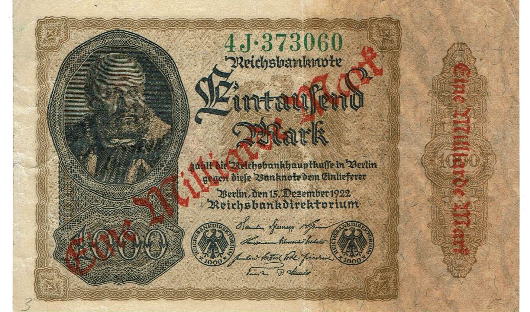 Banconote: Berlin 1 Mrd. Mark 1922 SS+-SS++ Serie 4J – Usato da Steffisburg venduto da ber_8htf