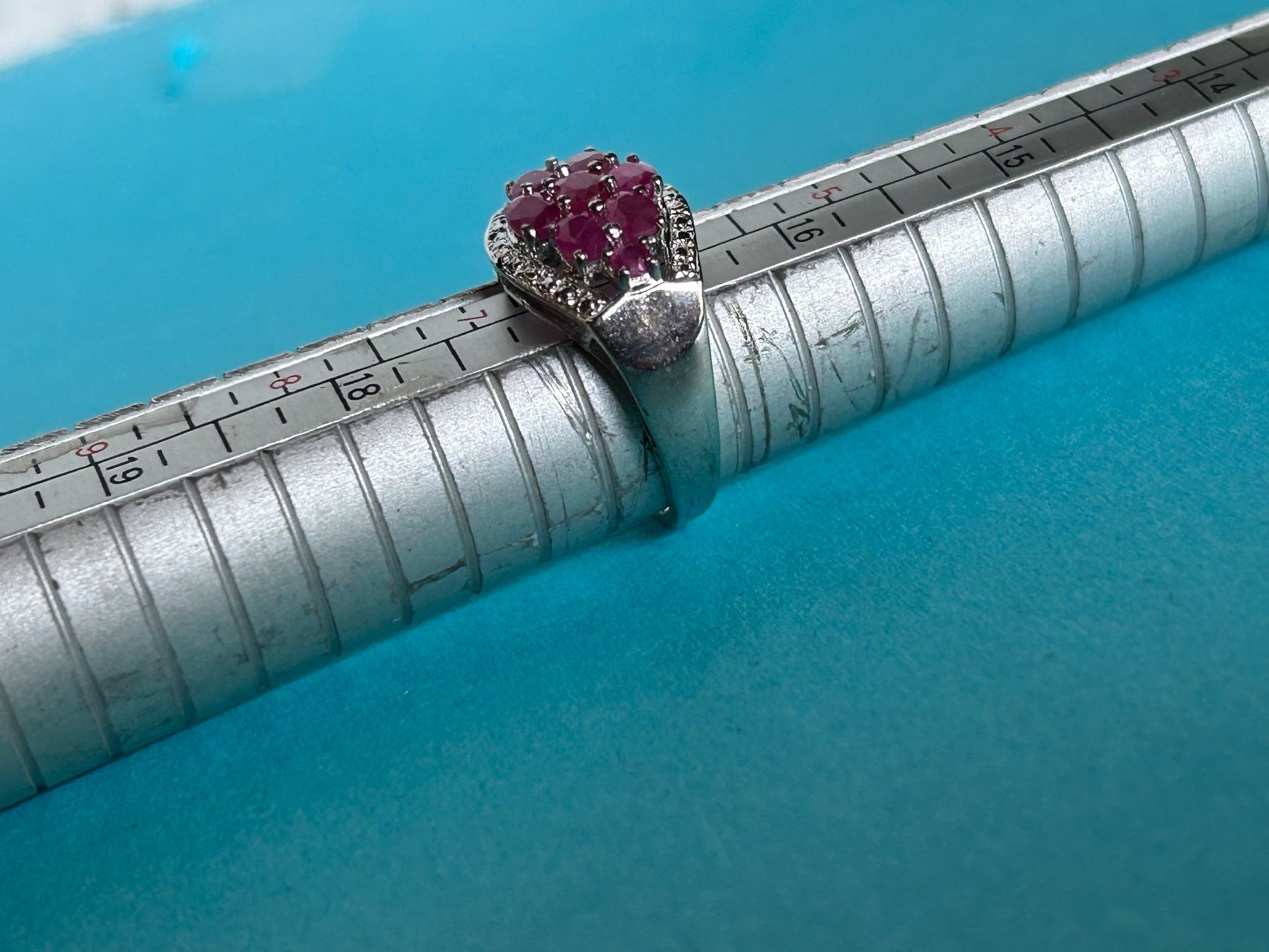 Anelli: Silberring Himbeere Spinel und Brillanten echt (53) – Usato da Dittingen venduto da Bijoubelle 3