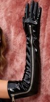 Guanti lunghi di vinile nera con zip taglia unica