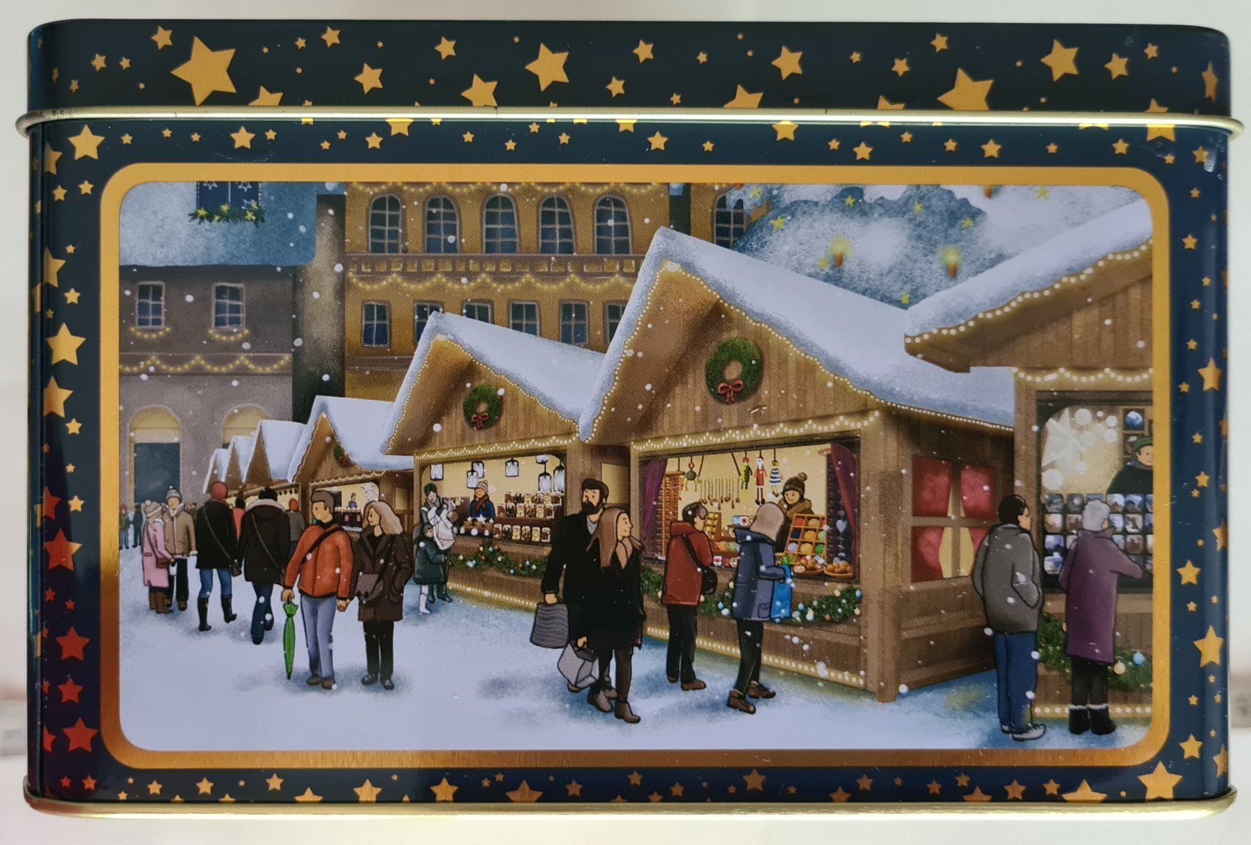 Tutte le decorazioni: 1 Biscuit Dose, 28x18x11cm, Eislauf,3D Bild, Weihnachtsmarkt – Nuovo (secondo la descrizione) da kuessnacht am rigi venduto da IceFan 3
