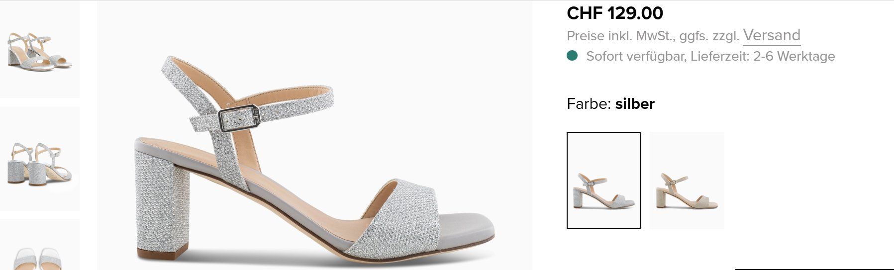 Walder Damenschuhe: Sandales à talons argentées – Neu (gemäss Beschreibung) aus Mörigen von uw5_bq7n