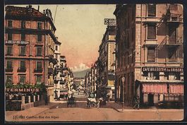 AK Genève, Rue des Alpes, 1912