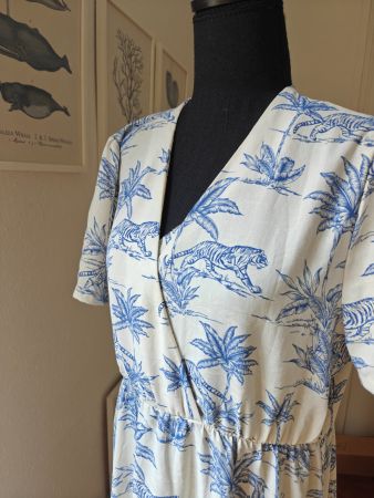 Lili & Lala cotton maxi cotton blue white tiger palm dress M