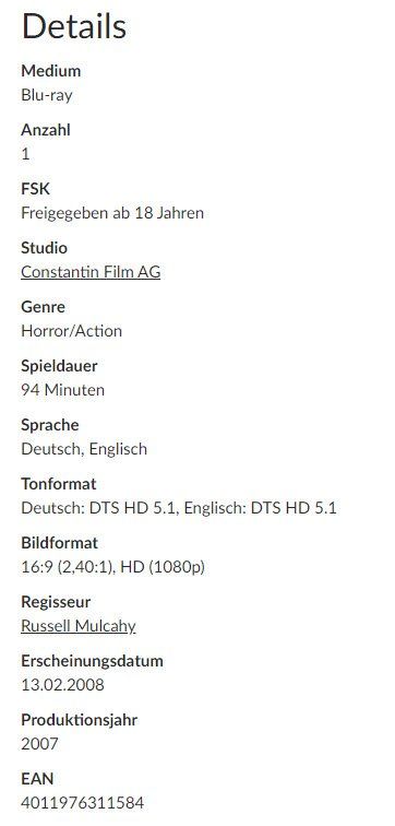 Tutti i DVDs: Resident Evil: Extinction (Bluray) – Usato da Emmetten venduto da SVollenweider 1