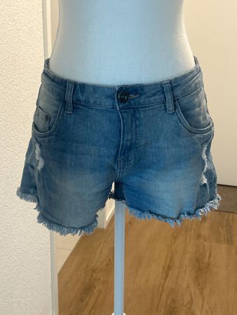 Damen Jeans Shorts blau Fransen  GR. 40