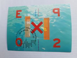Sonderblock EXPO 02, mit ET Stempel, neu