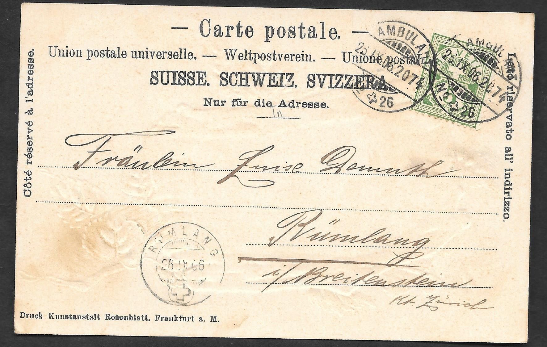 Cartoline postali: Richterswil Lithografie Dorfstrasse – Usato da Olten venduto da clotaldi 1