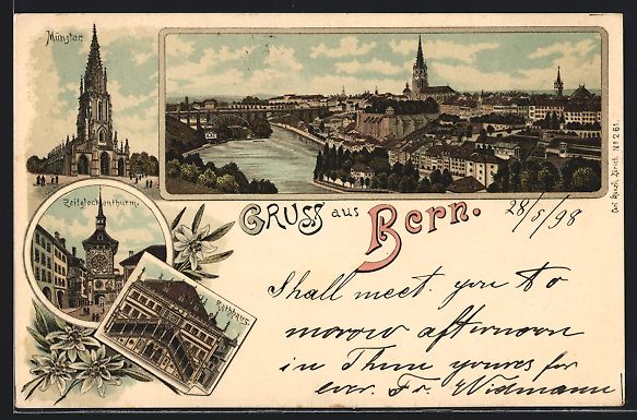 Ansichtskarten: Litho Bern, Münster, Zeitglockenturm, R – Gebraucht aus Berlin von bartko-reher