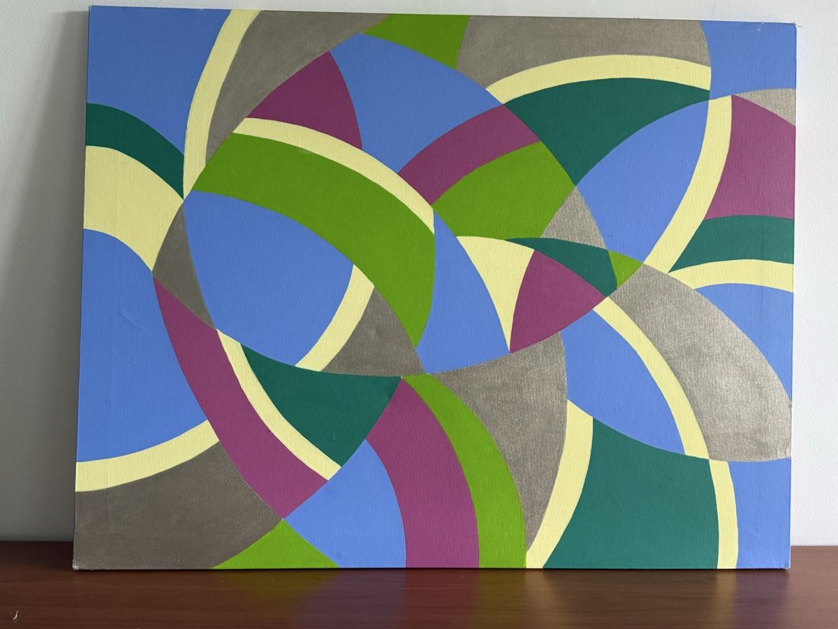 Gemälde: Abstract Painting Geometric Style Canvas Unsigned Used – Gebraucht aus Lugano von Luswre