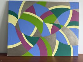 Abstract Painting Geometric Style Canvas Unsigned Used