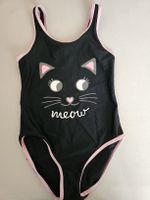 Mädchen Badeanzug Katze schwarz Gr. 140/146 10-11Y NEU