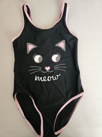 Mädchen Badeanzug Katze schwarz Gr. 140/146 10-11Y NEU