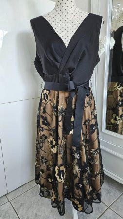 Cocktailkleid Sommerkleid Ballkleid Gr. 42 Schwarz Gold