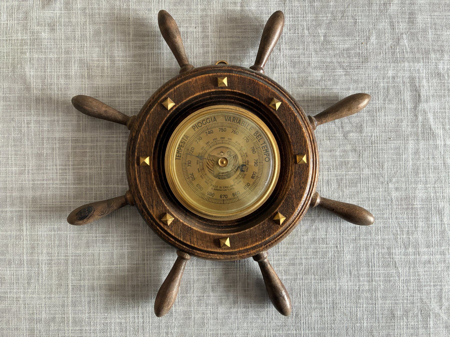 Altri elettrodomestici e apparecchi d’epoca: Schiffsrad-Barometer aus Holz, Ø 30cm – Difettoso da Biberist venduto da longimanus3