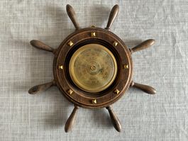 Schiffsrad-Barometer aus Holz, Ø 30cm