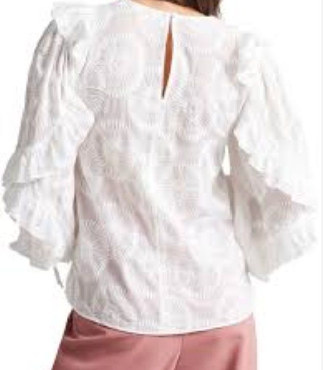 Ted Baker : Ted Baker Ruffle Sleeve Broderie Top Bluse – Usato da Wettingen venduto da Hbeluga 1