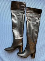 Elegante Overknee Stiefel aus Leder, Schwarz, Grösse 39