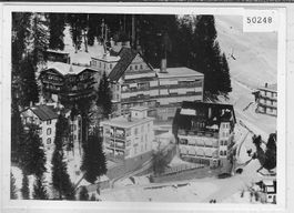 Flugaufnahme Davos Waldschlössli im Winter - Photo: 90x120mm