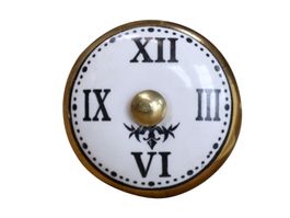 SALE! Griff mit Motiv einer Uhr, Porzellan & Eisen