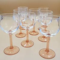 8 verres vintage Luminarc à pied colonne antique rose