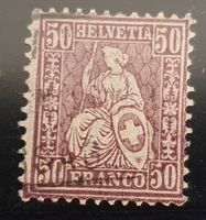 Sitzende Helvetia Nr 51 Faserpapier 800.- plus Attest