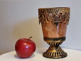 Barockstil Windlicht Pokal rosa-gold, 14 cm