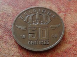 BELGIQUE  50  Centimes  1955  (P)