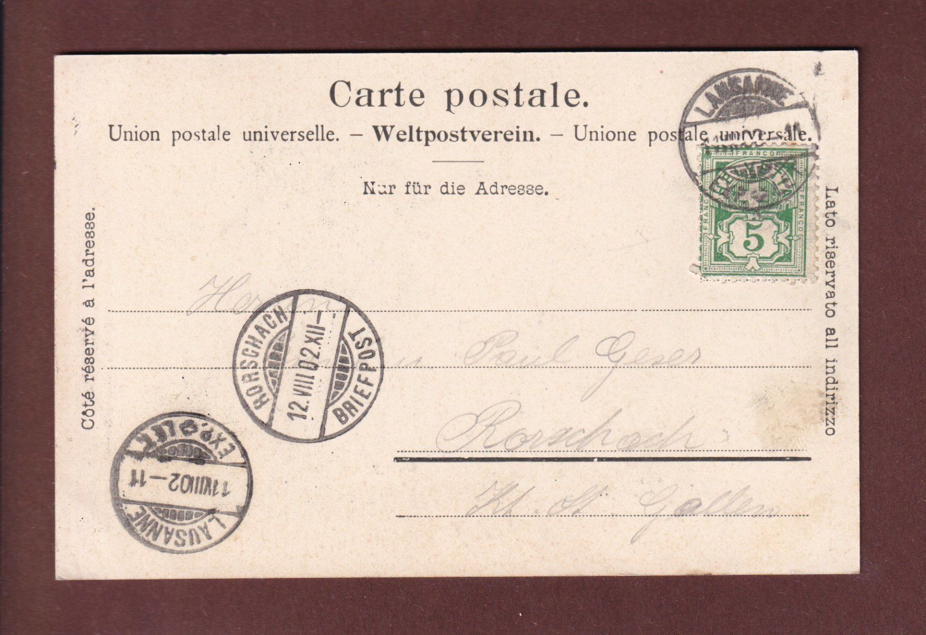 Cartoline postali: LAUSANNE - Ouchy - Barque du Léman - 1902 – Usato da Pully venduto da nicecards 1